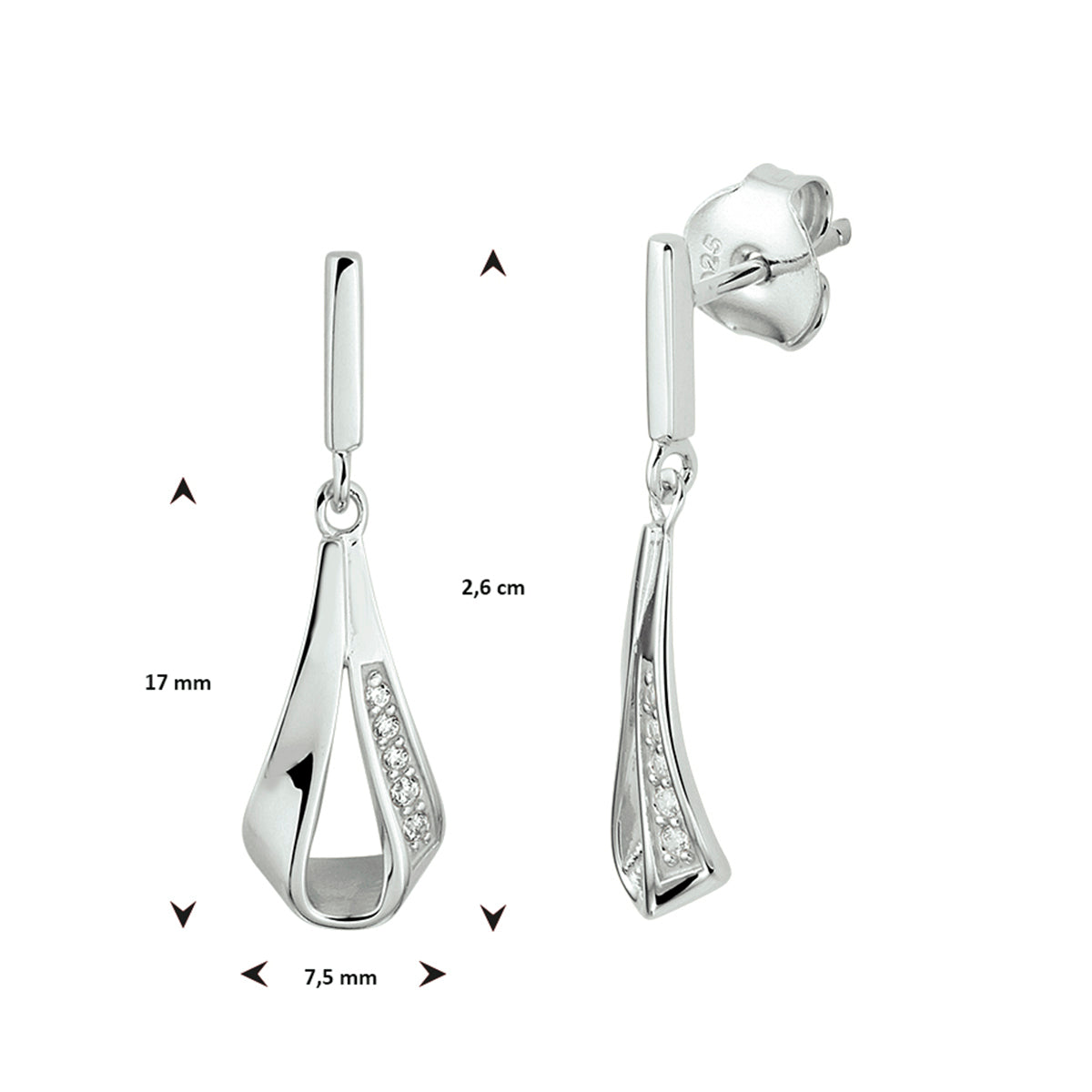 vDam Oorhangers Zirkonia Zilver Gerhodineerd 1332827