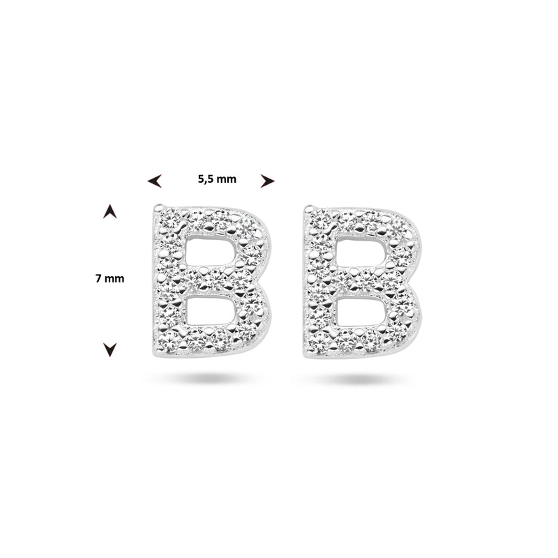 vDam Oorknop Letter Zirkonia Per Stuk Zilver Gerhodineerd 1336246