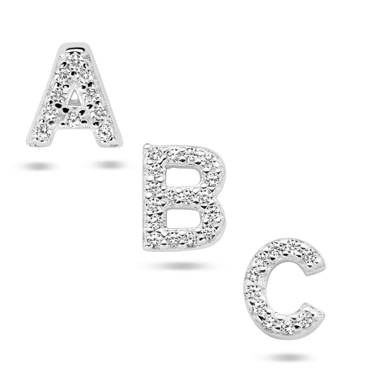 vDam Oorknop Letter Zirkonia Per Stuk Zilver Gerhodineerd 1336250