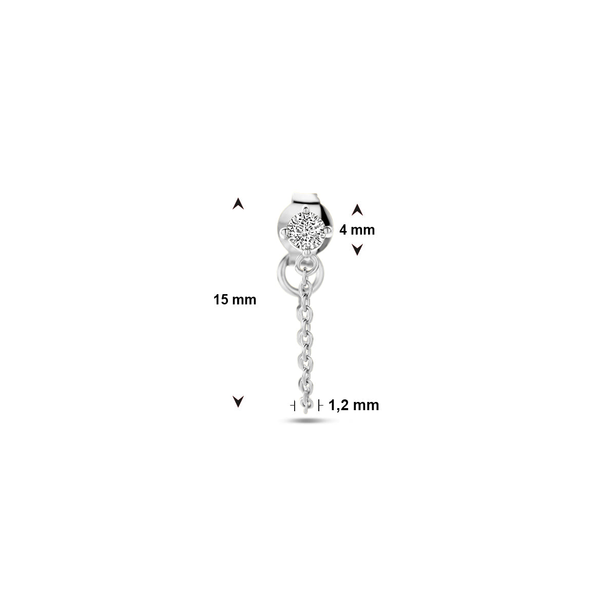 vDam Oorknop Per Stuk Zirkonia Zilver Gerhodineerd 1339011