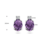 vDam Oorknoppen Amethist En Zirkonia 10,5 Mm Zilver Gerhodineerd 1336958