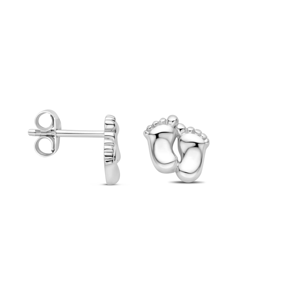 vDam Oorknoppen Baby Voetjes 8 Mm Zilver Gerhodineerd 1339863