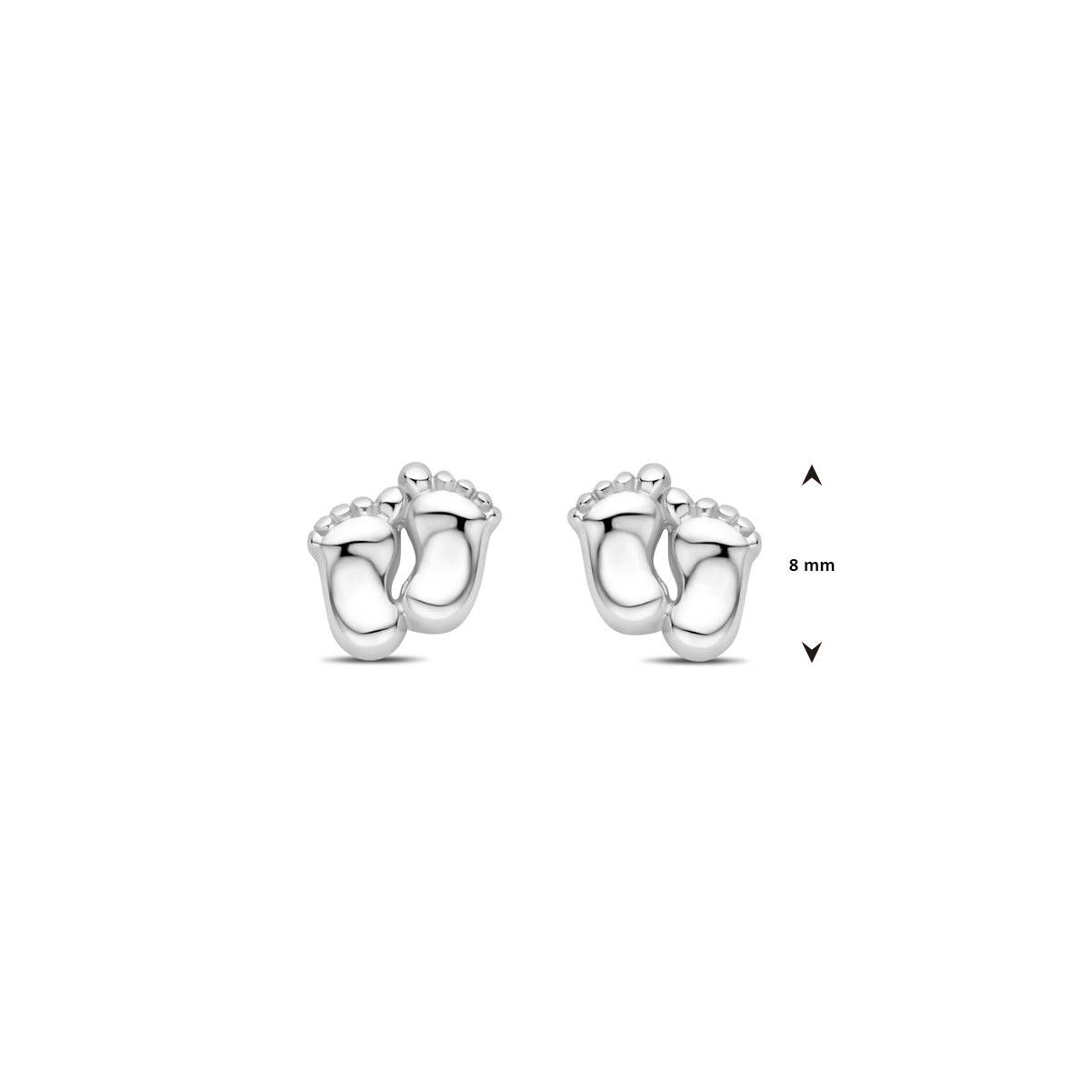 vDam Oorknoppen Baby Voetjes 8 Mm Zilver Gerhodineerd 1339863