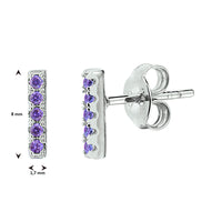 vDam Oorknoppen Balkje Paars Zirkonia Zilver Gerhodineerd 1332972