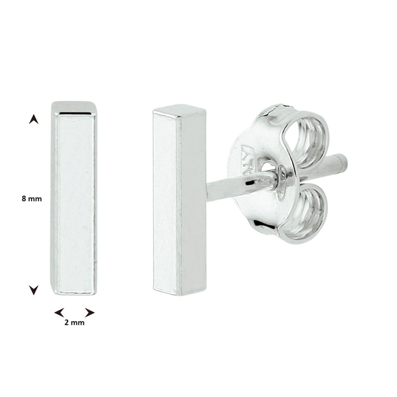 vDam Oorknoppen Balkje Zilver Wit 1000490