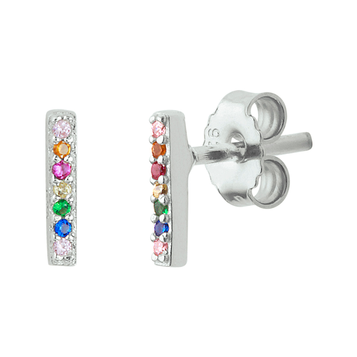 vDam Oorknoppen Balkje Zirkonia Zilver Gerhodineerd 1331962