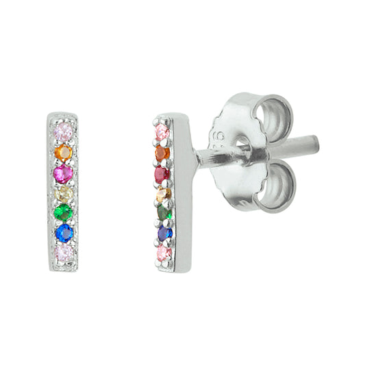 vDam Oorknoppen Balkje Zirkonia Zilver Gerhodineerd 1331962