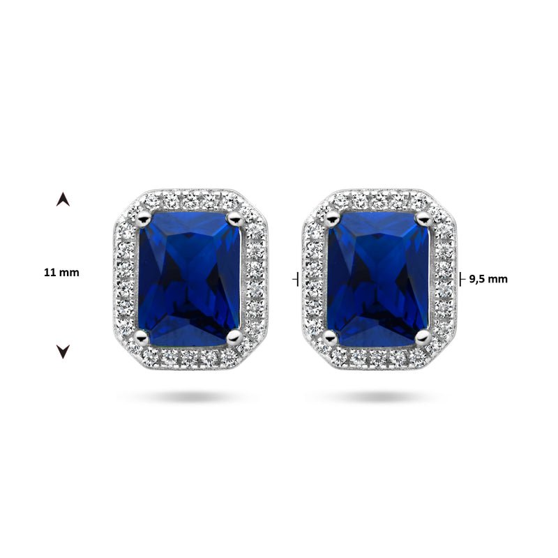 vDam Oorknoppen Blauw En Wit Zirkonia Halo Zilver Gerhodineerd 1336059