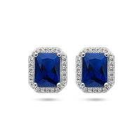 vDam Oorknoppen Blauw En Wit Zirkonia Halo Zilver Gerhodineerd 1336059