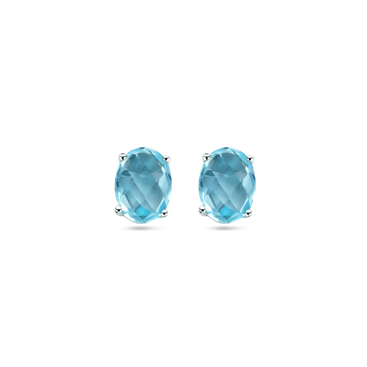 vDam Oorknoppen Blauw Topaas Zilver Gerhodineerd 1337688