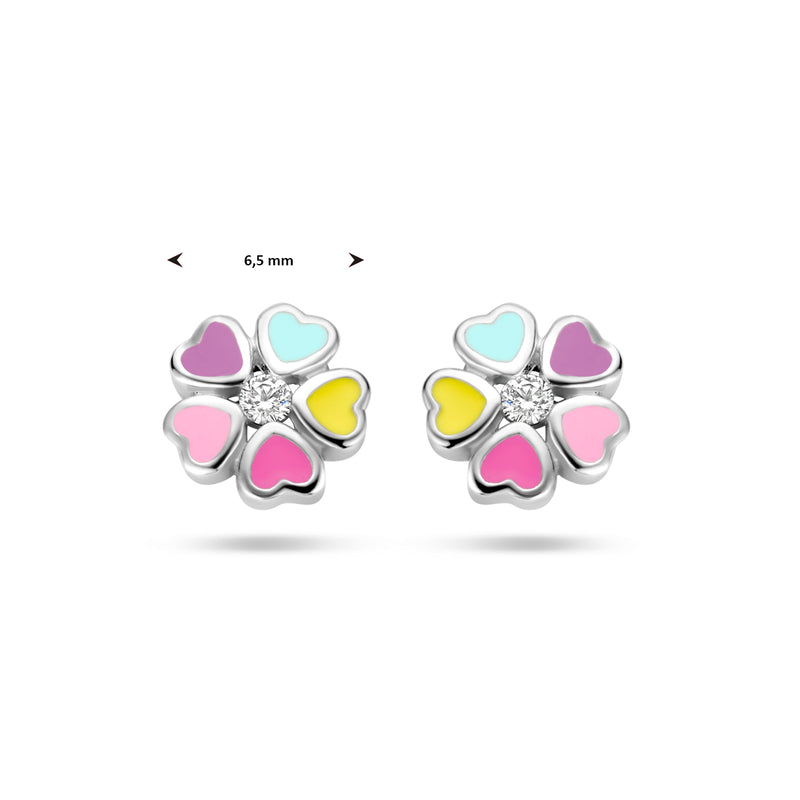 vDam Oorknoppen Bloem Zirkonia Zilver Gerhodineerd 1335284