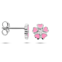 vDam Oorknoppen Bloem Zirkonia Zilver Gerhodineerd 1335286