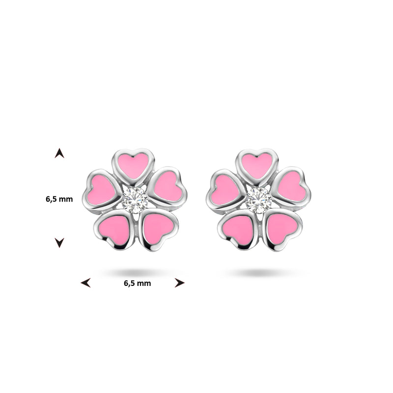 vDam Oorknoppen Bloem Zirkonia Zilver Gerhodineerd 1335286