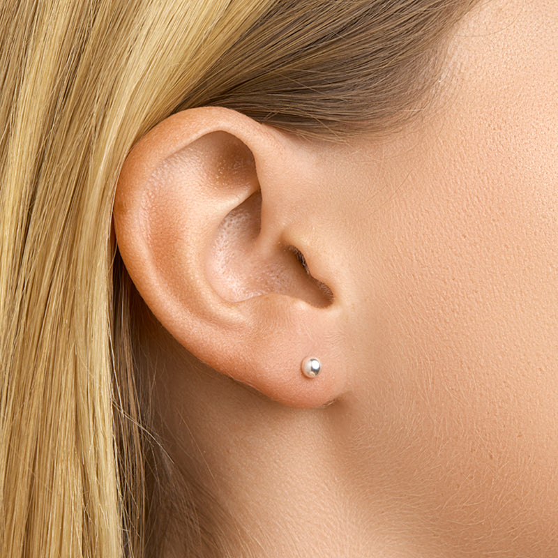 vDam Oorknoppen Bolletje Zilver Wit 1000452