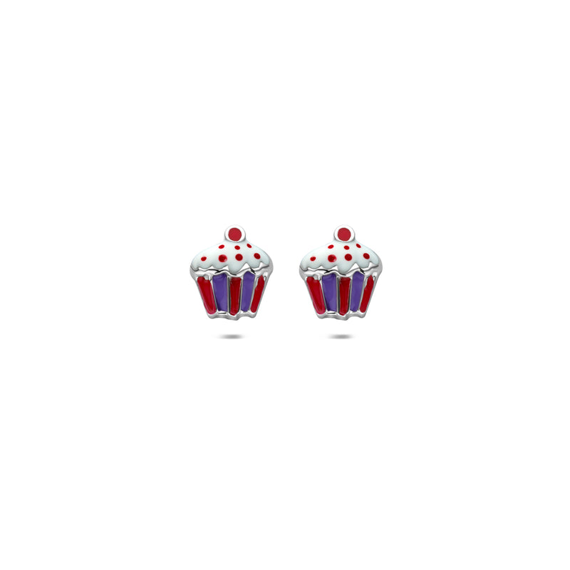 vDam Oorknoppen Cupcake 7,5 Mm Zilver Gerhodineerd 1341853