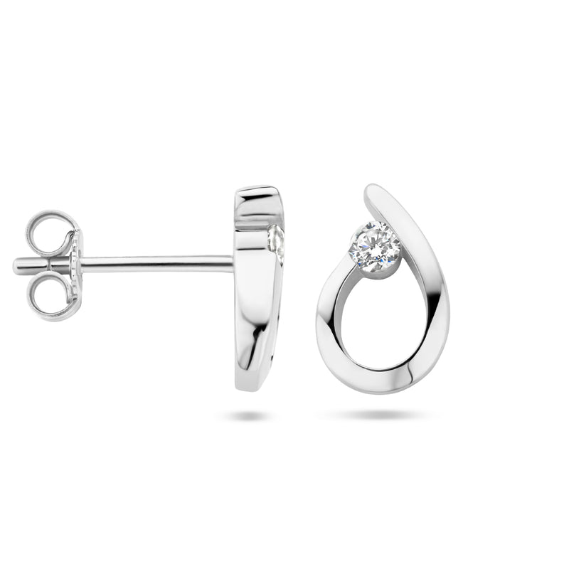 vDam Oorknoppen Druppel Zirkonia Zilver Gerhodineerd 1336103