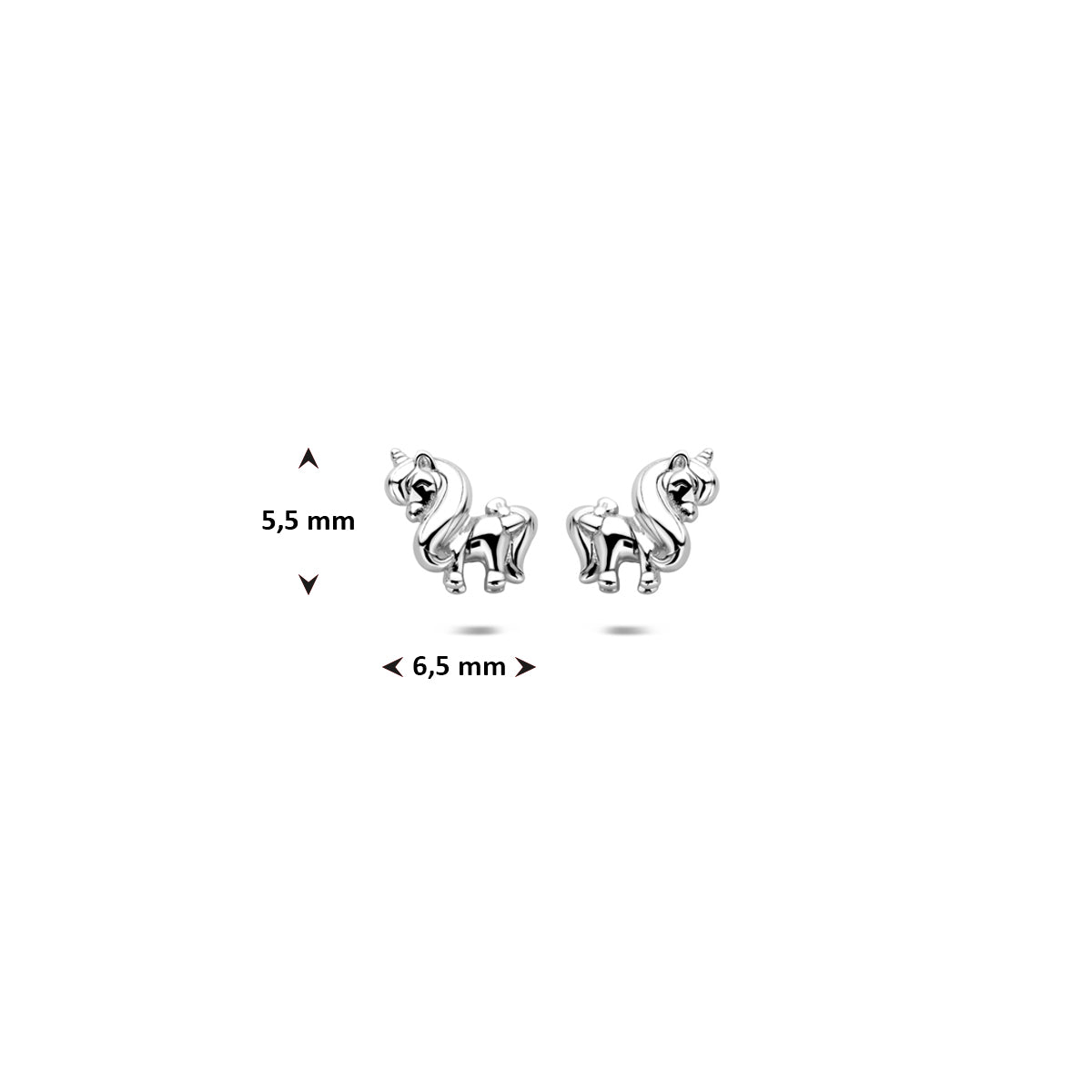 vDam Oorknoppen Eenhoorn 5,5 Mm Zilver Gerhodineerd 1341719