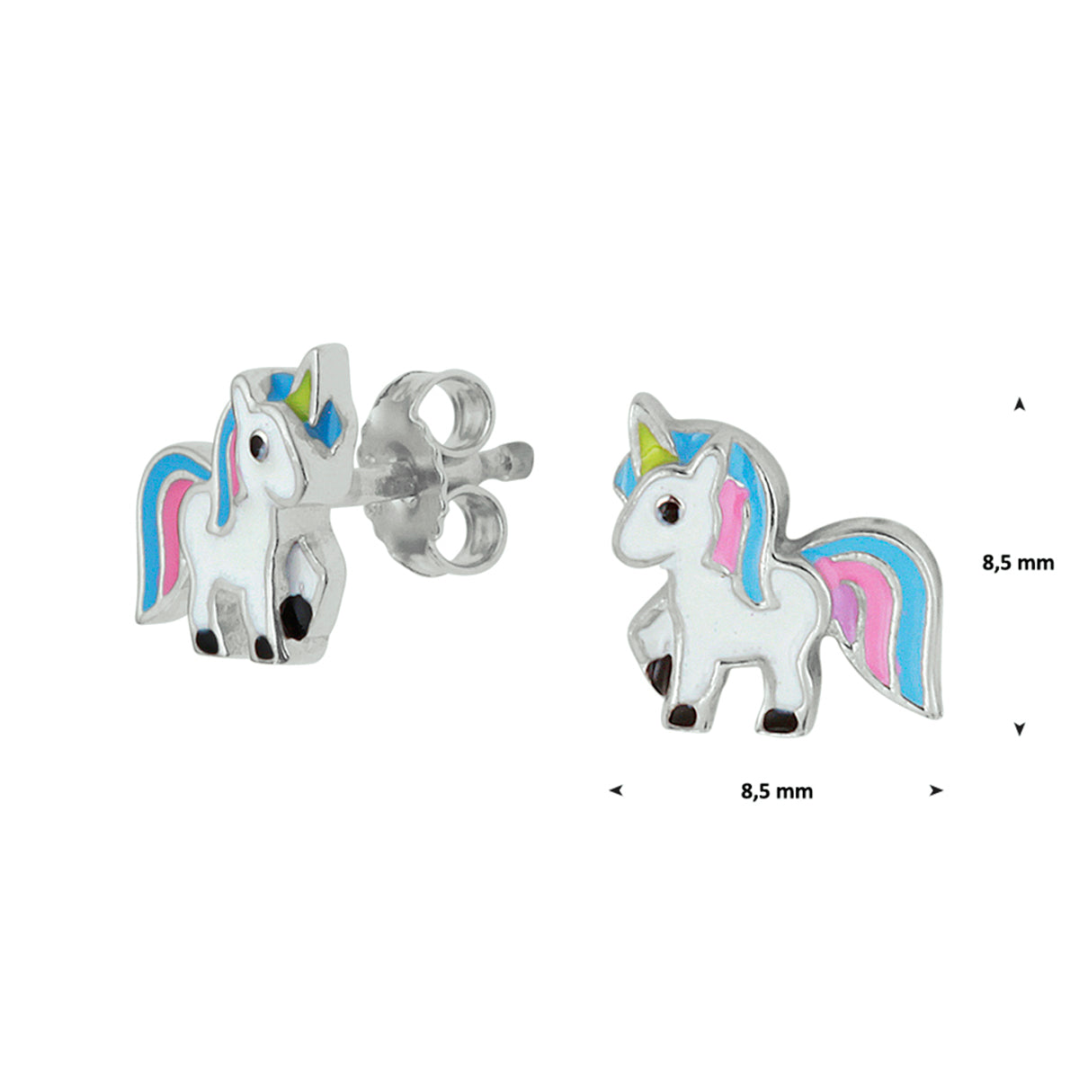 vDam Oorknoppen Eenhoorn Zilver Gerhodineerd 1329762