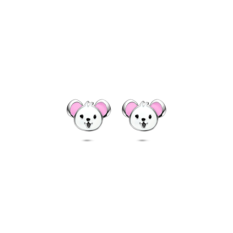 vDam Oorknoppen Emaille Muis 6 Mm Zilver Gerhodineerd 1341219