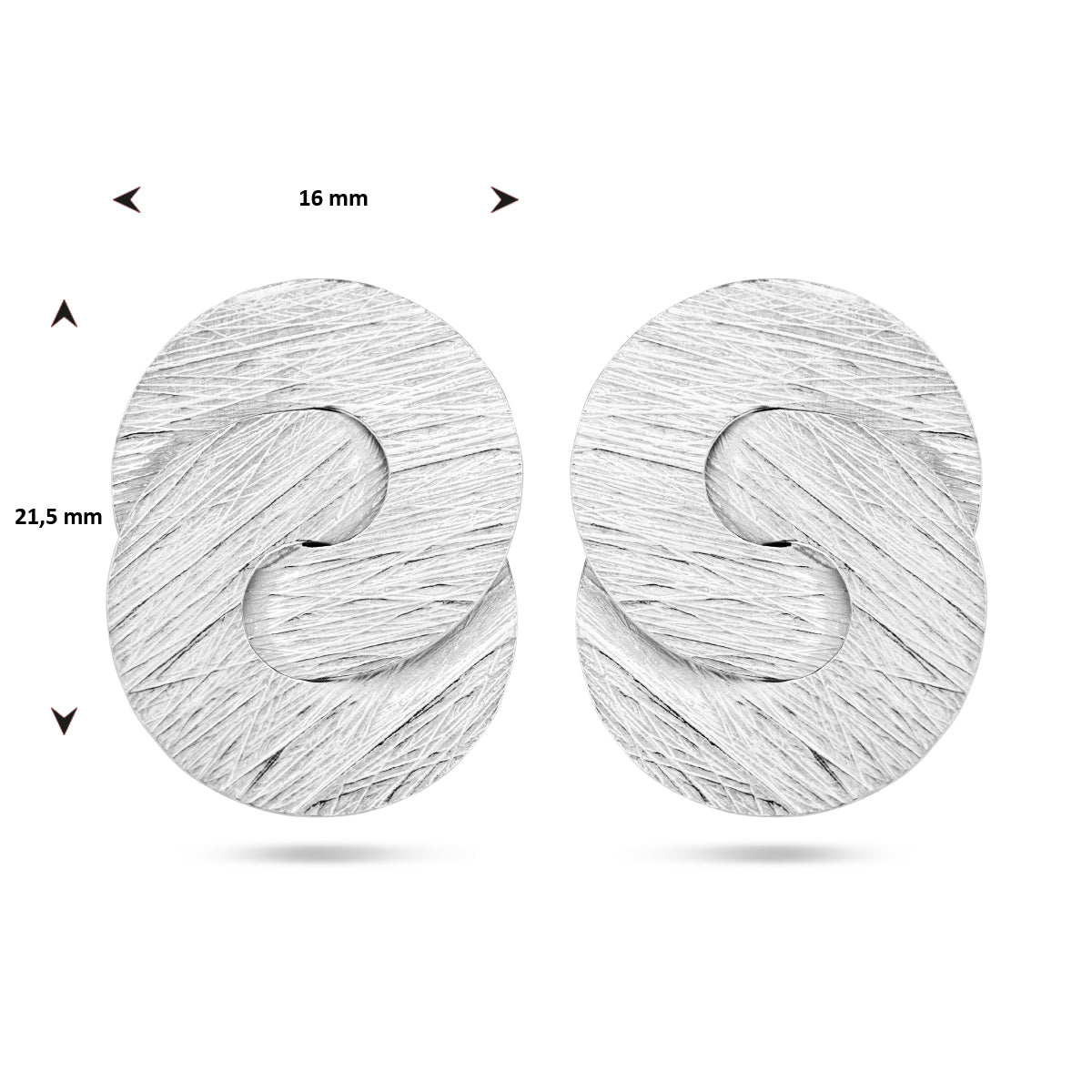 vDam Oorknoppen Gescratcht Rondjes Poli/mat Zilver Gerhodineerd 1336163