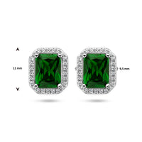 vDam Oorknoppen Groen En Wit Zirkonia Halo Zilver Gerhodineerd 1336060