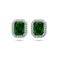 vDam Oorknoppen Groen En Wit Zirkonia Halo Zilver Gerhodineerd 1336060