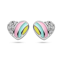 vDam Oorknoppen Hart En Zirkonia Zilver Gerhodineerd 1336973