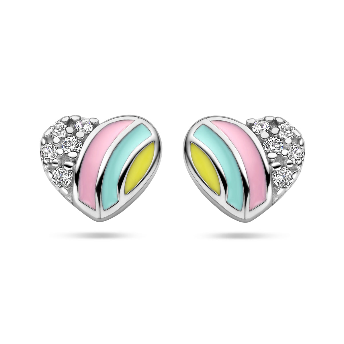 vDam Oorknoppen Hart En Zirkonia Zilver Gerhodineerd 1340286