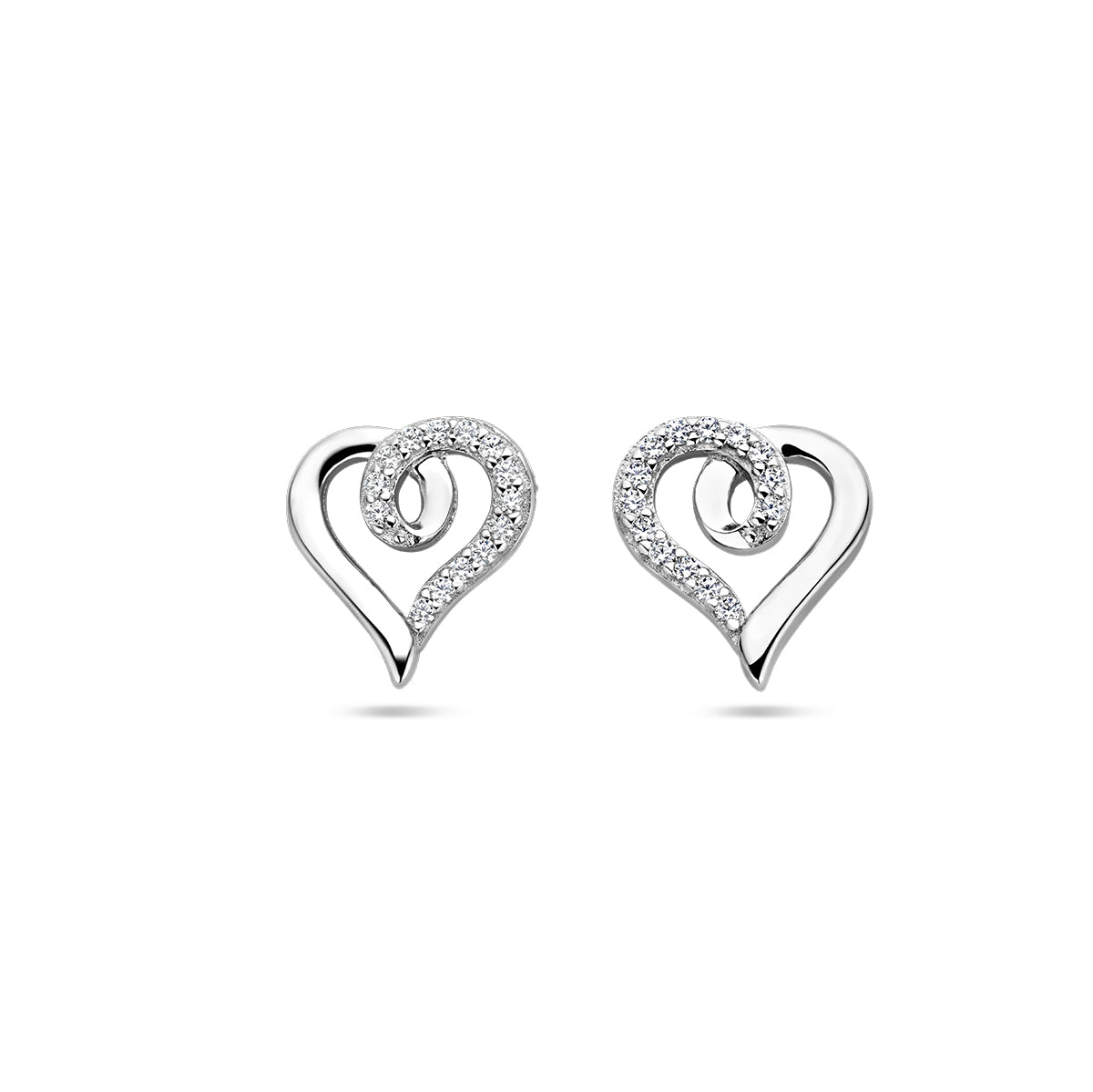 vDam Oorknoppen Hart En Zirkonia Zilver Gerhodineerd 1337813