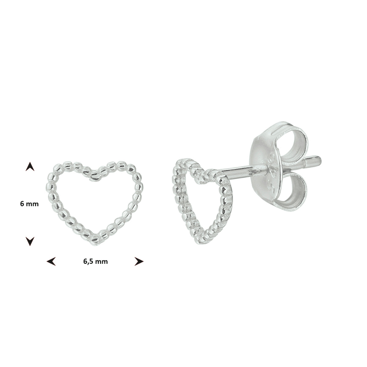 vDam Oorknoppen Hart Zilver Gerhodineerd 1333025