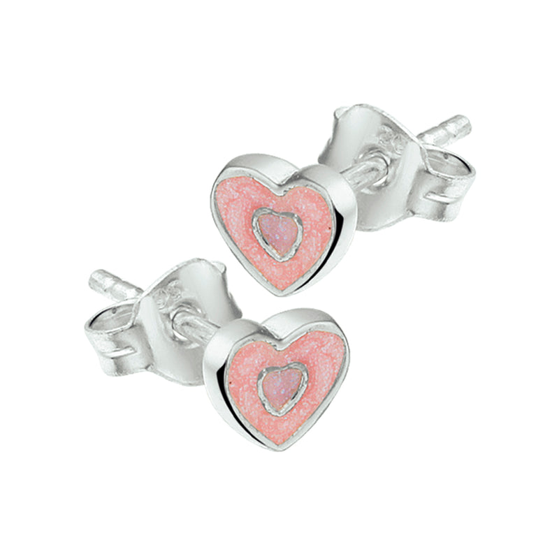 vDam Oorknoppen Hart Zilver Wit 1019440