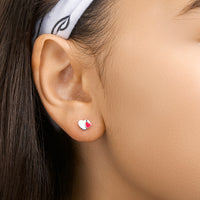 vDam Oorknoppen Hart Zilver Wit 1019894