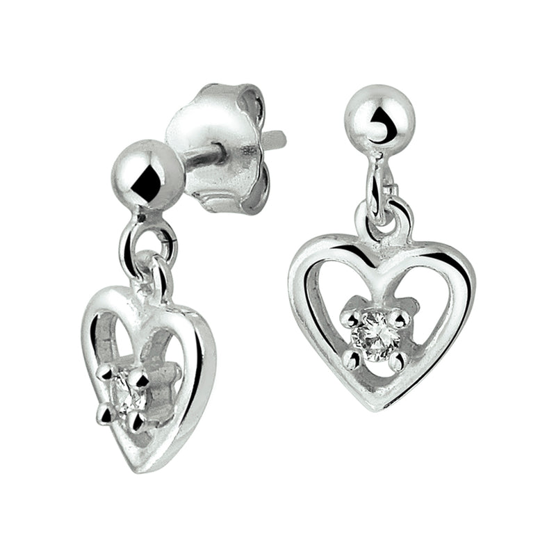 vDam Oorknoppen Hart Zirkonia Zilver Gerhodineerd 1327402