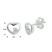 vDam Oorknoppen Hart Zirkonia Zilver Gerhodineerd 1329916