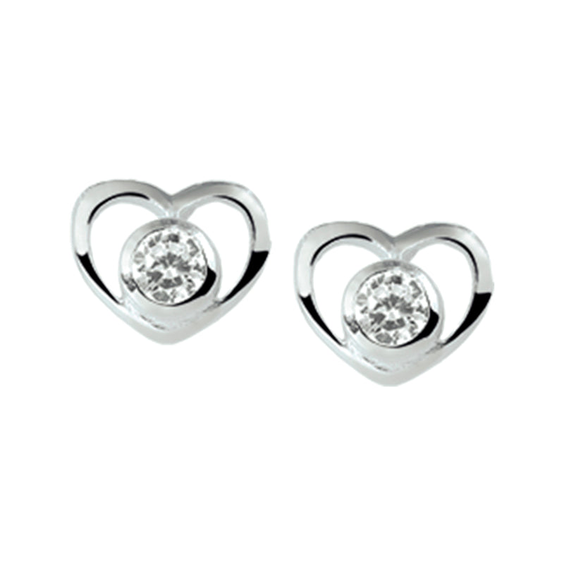 vDam Oorknoppen Hart Zirkonia Zilver Wit 1018727