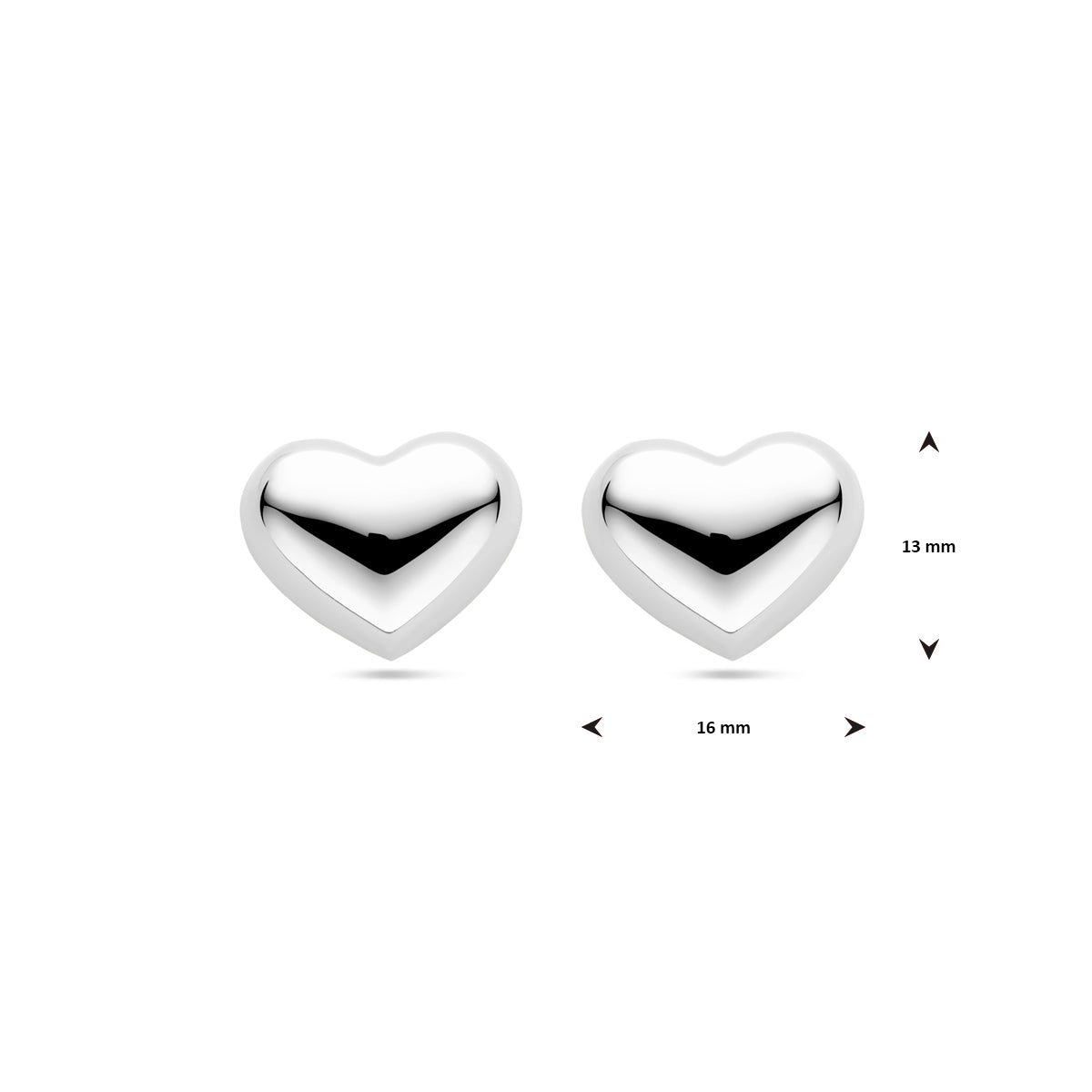 vDam Oorknoppen Hartje 13 Mm Zilver Gerhodineerd 1340521