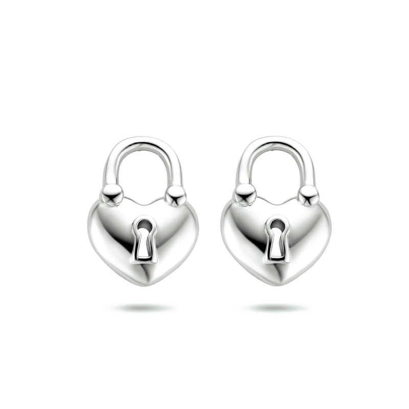 vDam Oorknoppen Hartje/slotje Zilver Gerhodineerd 1334115