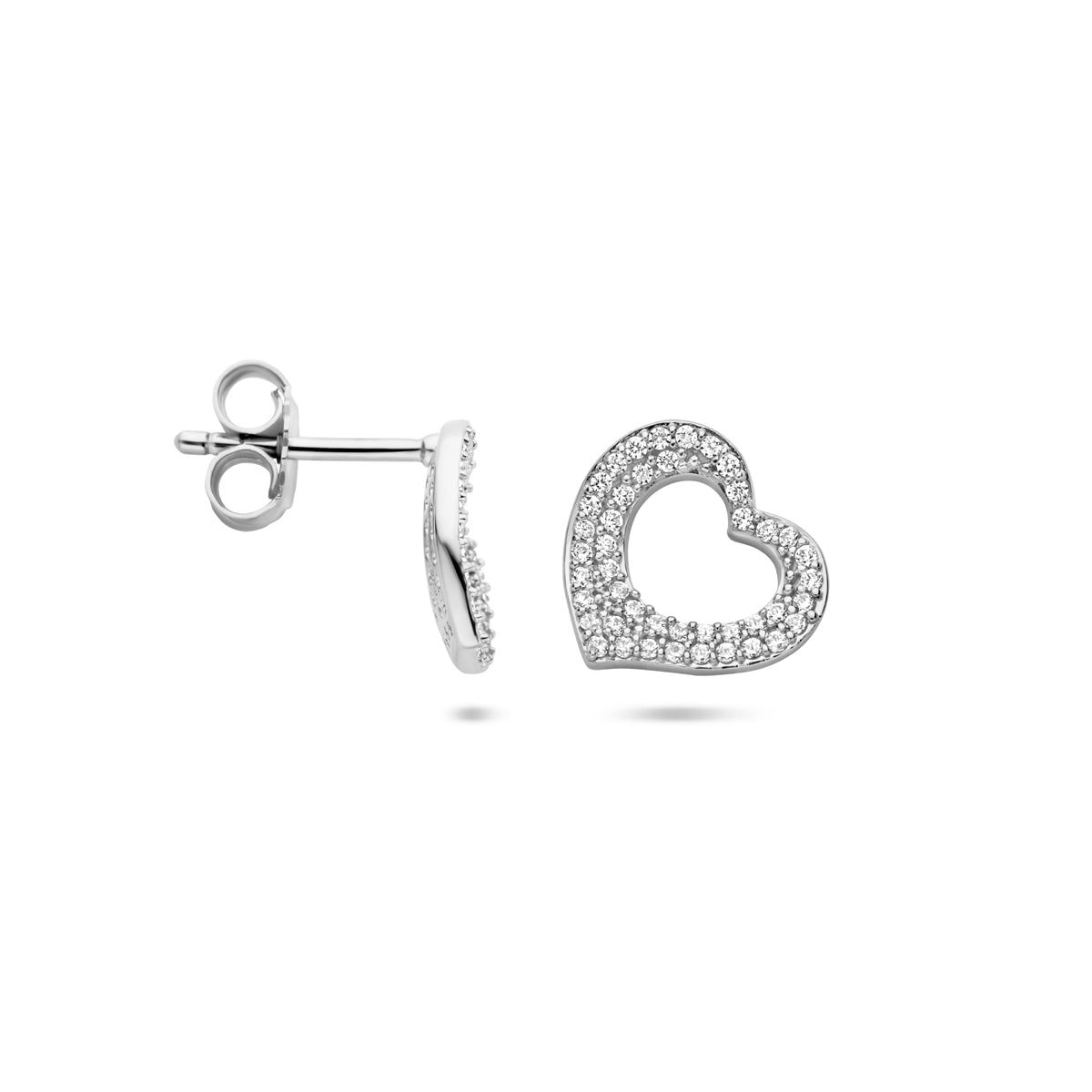 vDam Oorknoppen Hartje Zirkonia 10 Mm Zilver Gerhodineerd 1340982