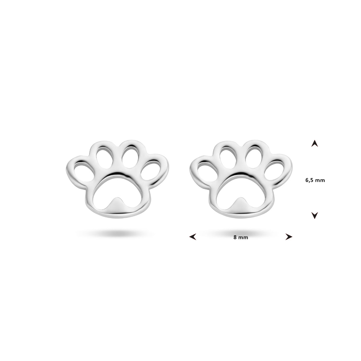 vDam Oorknoppen Hondenpoot Zilver Gerhodineerd 1336511