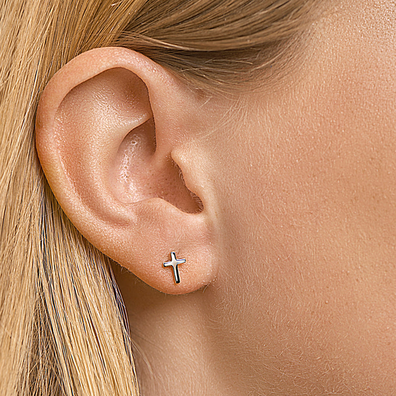 vDam Oorknoppen Kruis Zilver Gerhodineerd 1329958