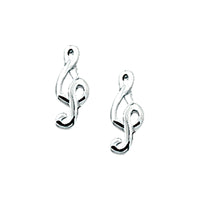 vDam Oorknoppen Muzieksleutel Zilver Wit 1000639