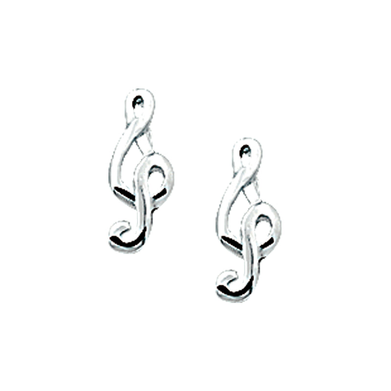 vDam Oorknoppen Muzieksleutel Zilver Wit 1000639