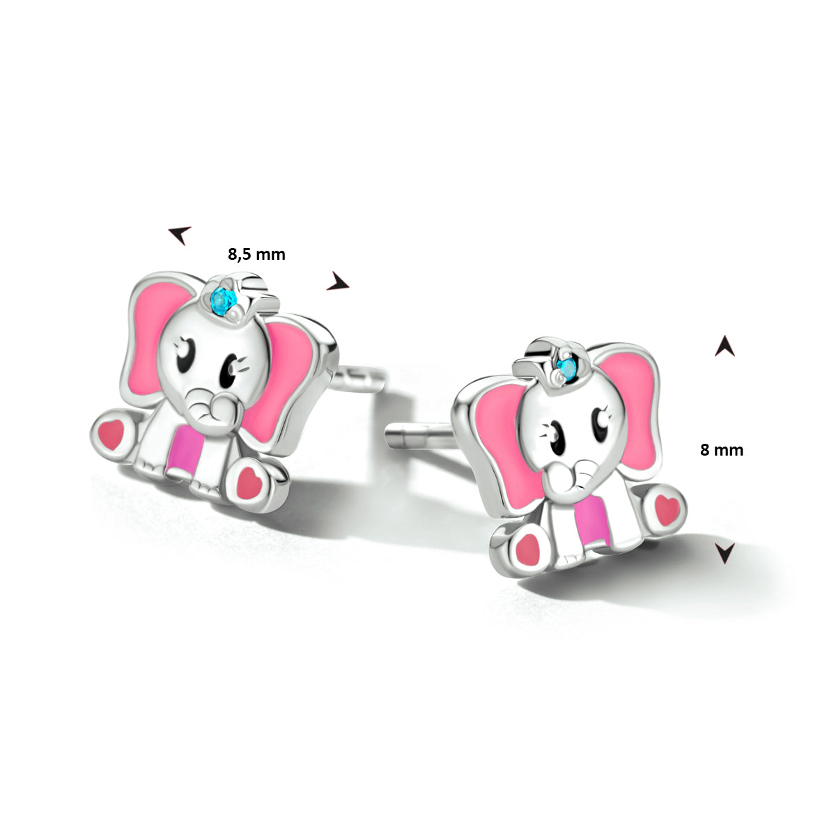 vDam Oorknoppen Olifant Blauw Zirkonia Zilver Gerhodineerd 1334489