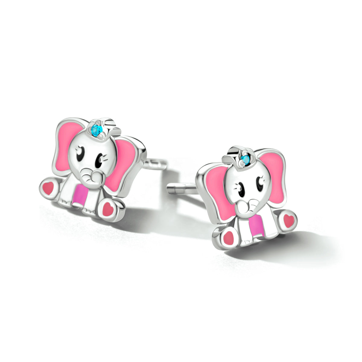 vDam Oorknoppen Olifant Blauw Zirkonia Zilver Gerhodineerd 1334489