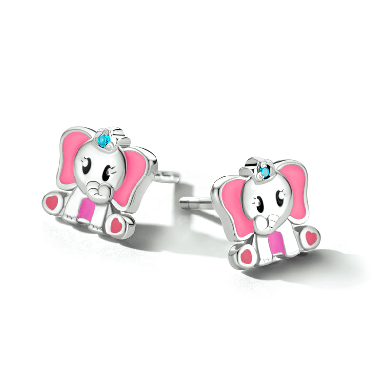 vDam Oorknoppen Olifant Blauw Zirkonia Zilver Gerhodineerd 1334489