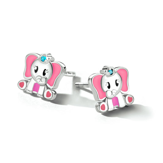 vDam Oorknoppen Olifant Blauw Zirkonia Zilver Gerhodineerd 1334489