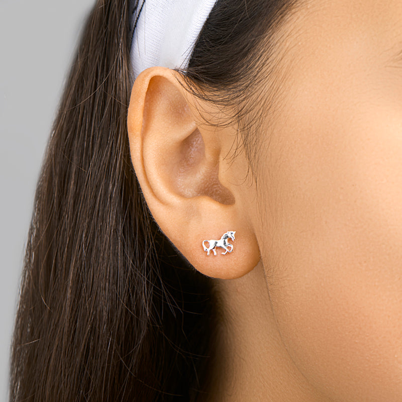 vDam Oorknoppen Paard Zilver Wit 1000559