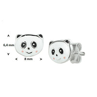 vDam Oorknoppen Panda Zilver Wit 1016152