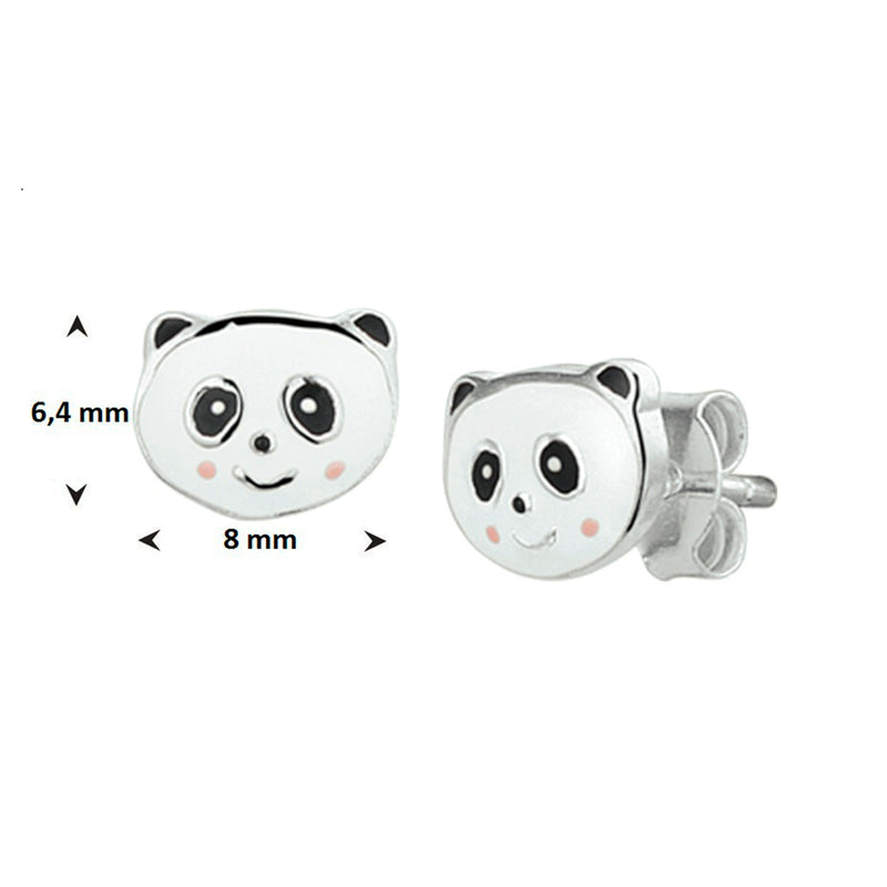 vDam Oorknoppen Panda Zilver Wit 1016152