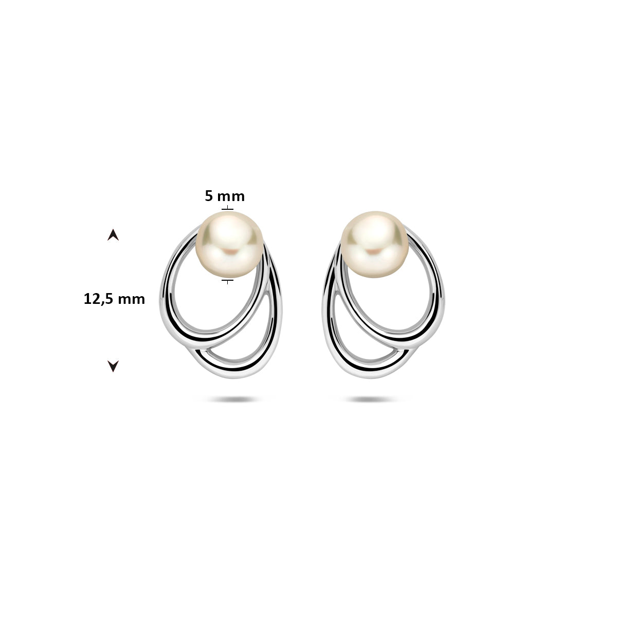 vDam Oorknoppen Parel 12,5 Mm Zilver Gerhodineerd 1341915